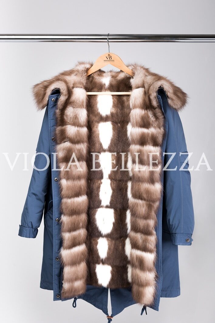 Итальянская парка на меху VIOLA Indigo/Куница Каменка Royal/Куница Каменка