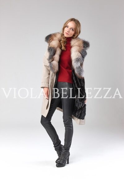 Плащ BELLA Beige/Blue Frost Saga/Норка